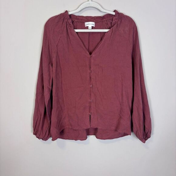 cloth & stone Tops - Cloth & Stone Pink Button Front Long Sleeve Blouse Top Size Medium